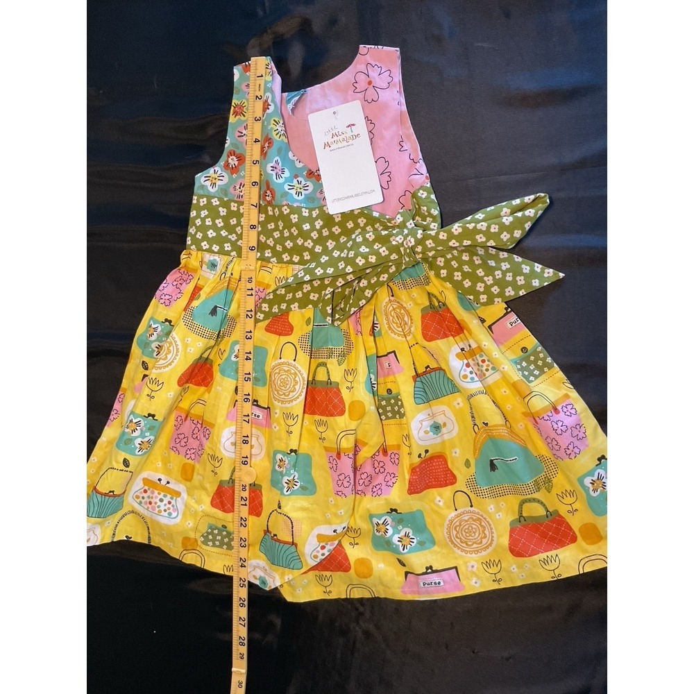 Little Miss Marmalade Girls Size 6 Cotton Mixed Print Handbag Floral Dress NWT - Picture 2 of 11